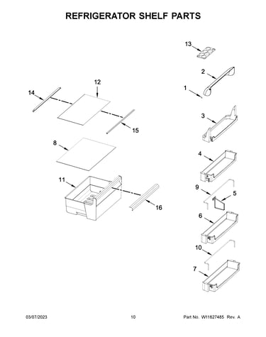 Refrigerator shelf parts