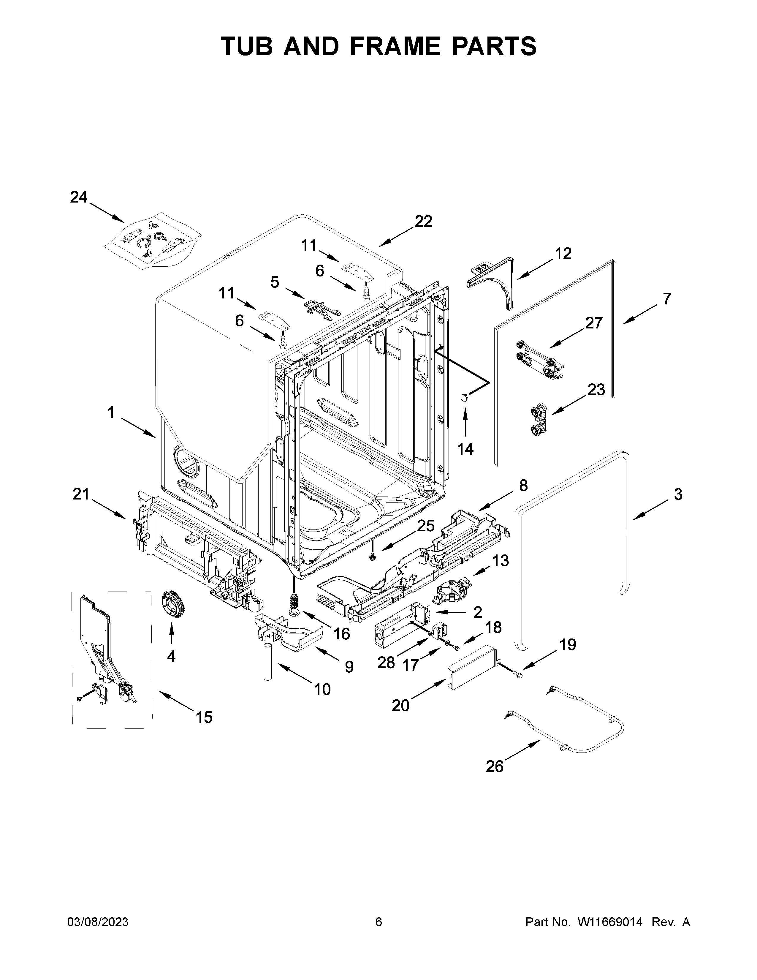 TUB AND FRAME PARTS