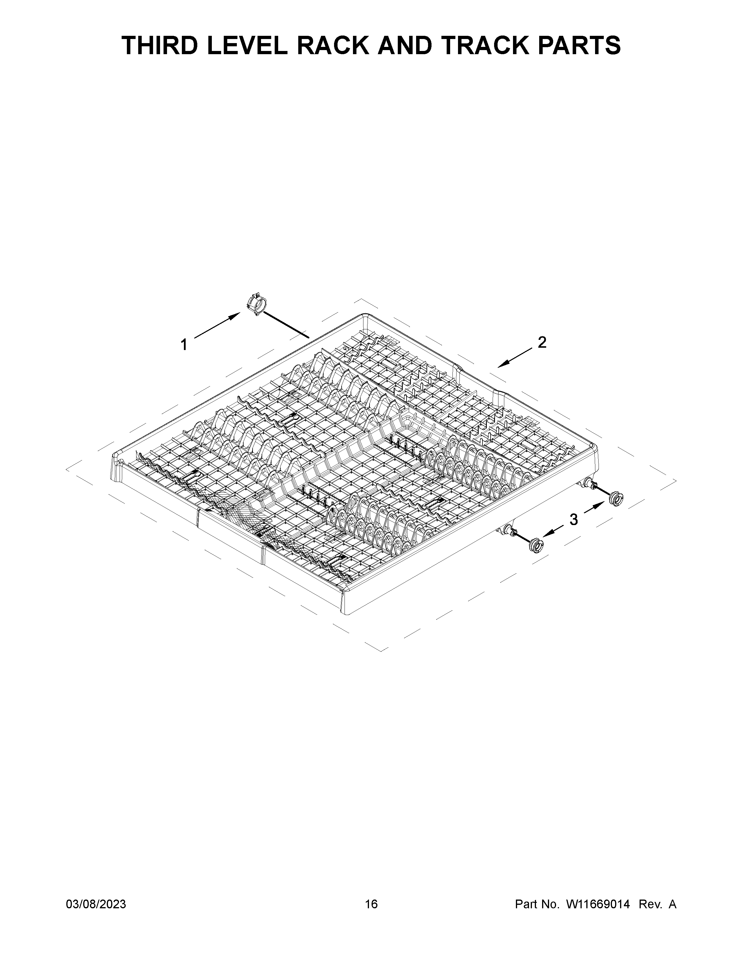 Third level rack and track parts