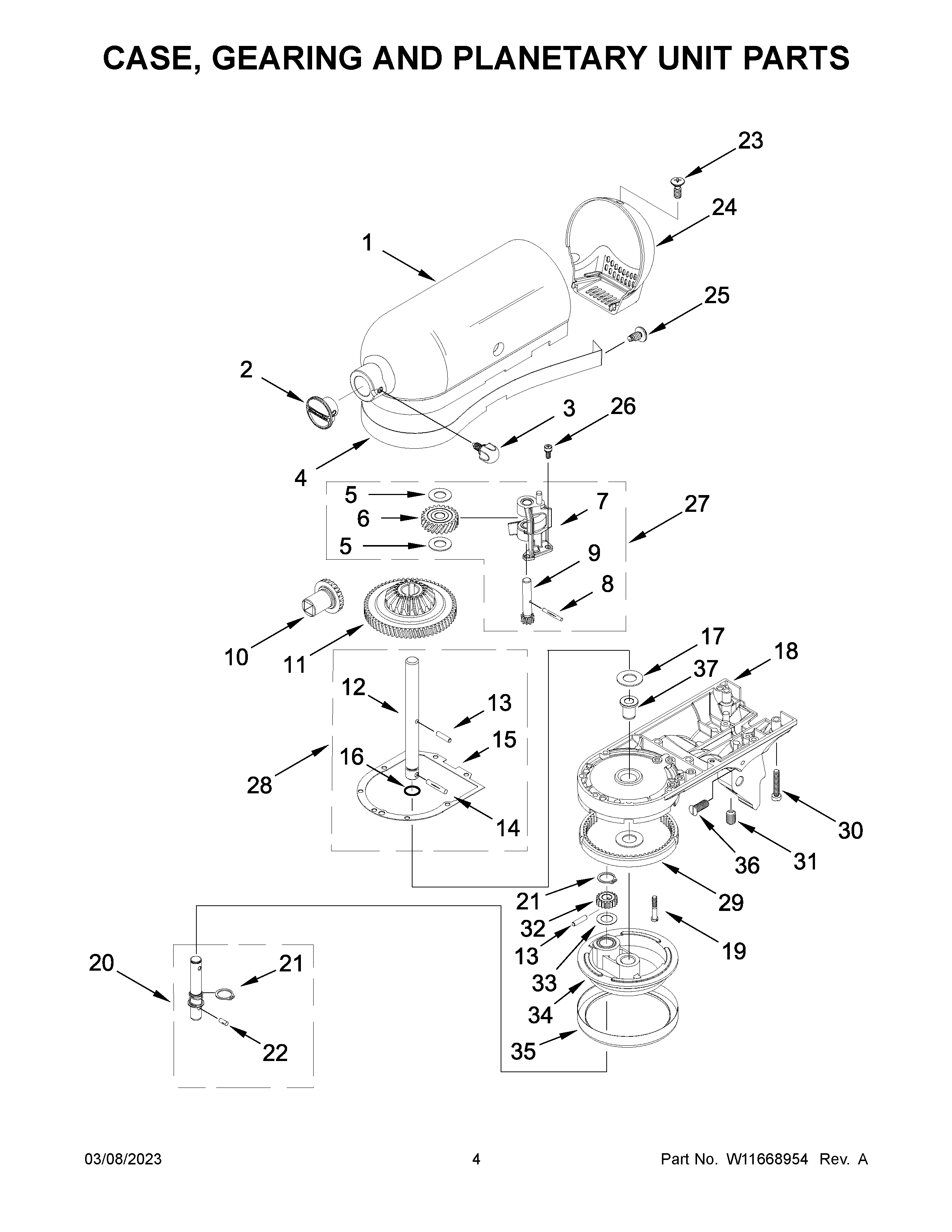 CASE, GEARING AND PLANETARY UNIT PARTS