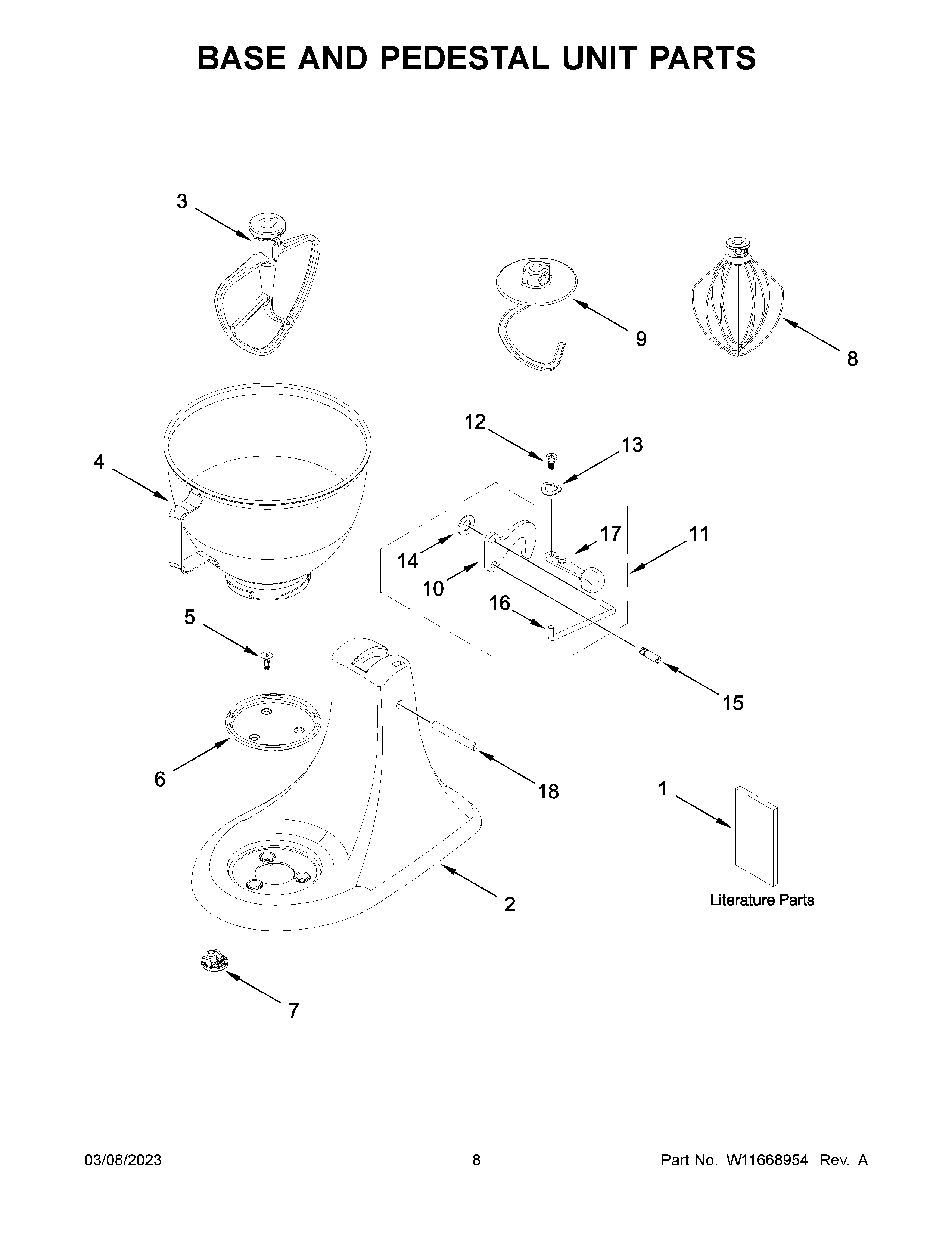 Base and pedestal unit parts