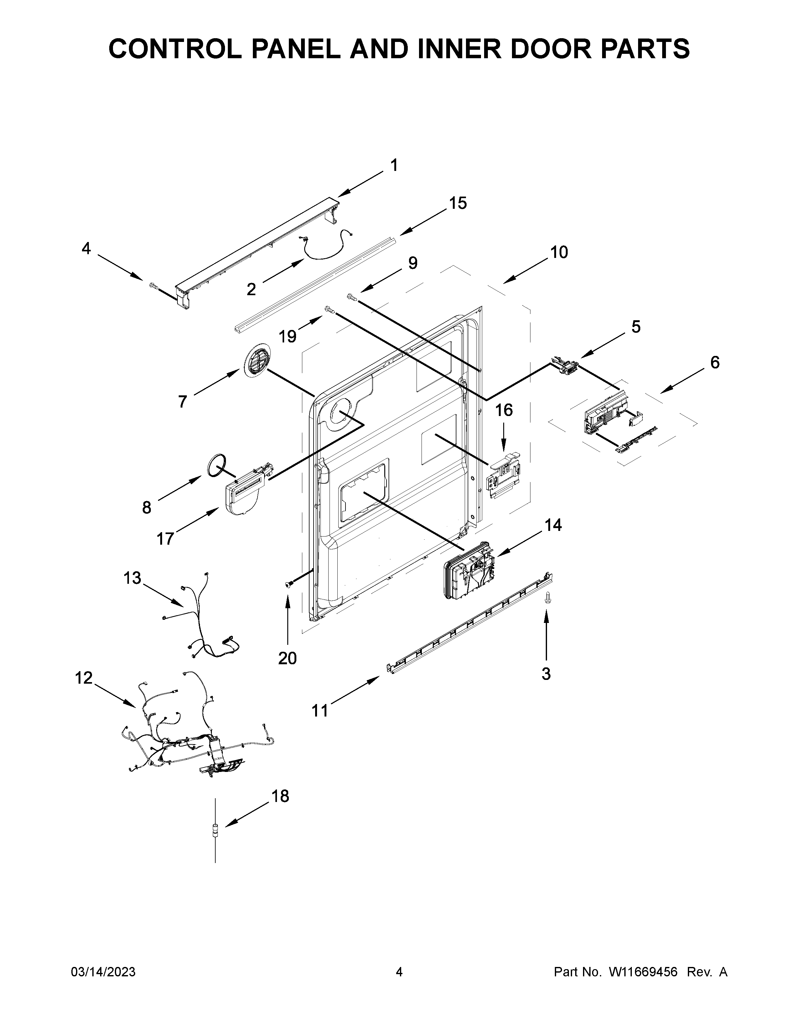 CONTROL PANEL AND INNER DOOR PARTS