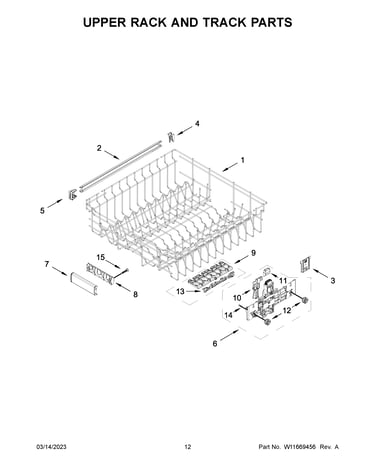 Upper rack and track parts