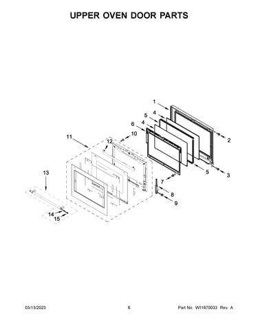 Upper oven door parts