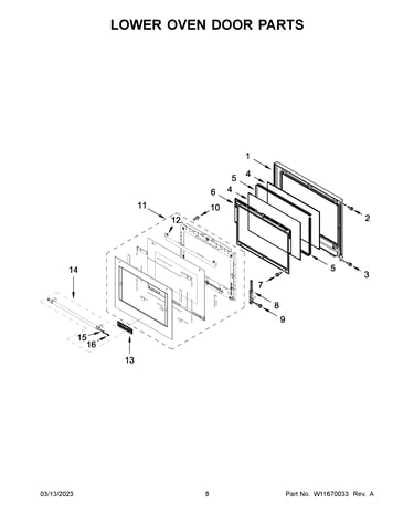 Lower oven door parts