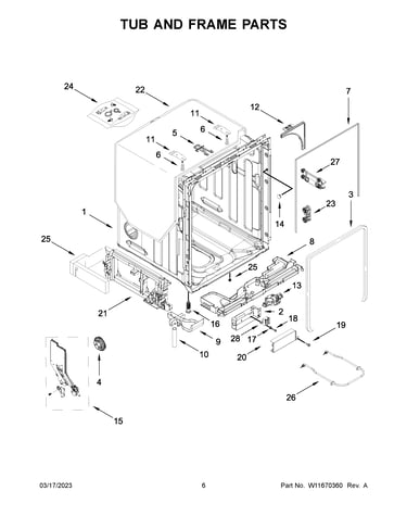 Tub and frame parts
