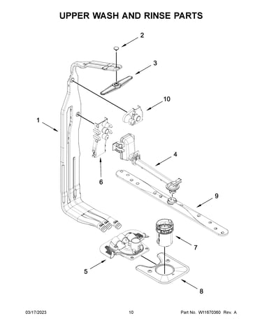 Upper wash and rinse parts
