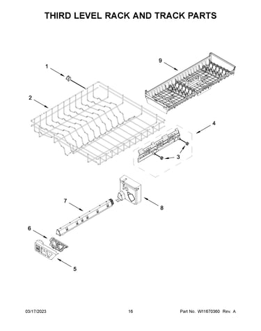 Third level rack and track parts