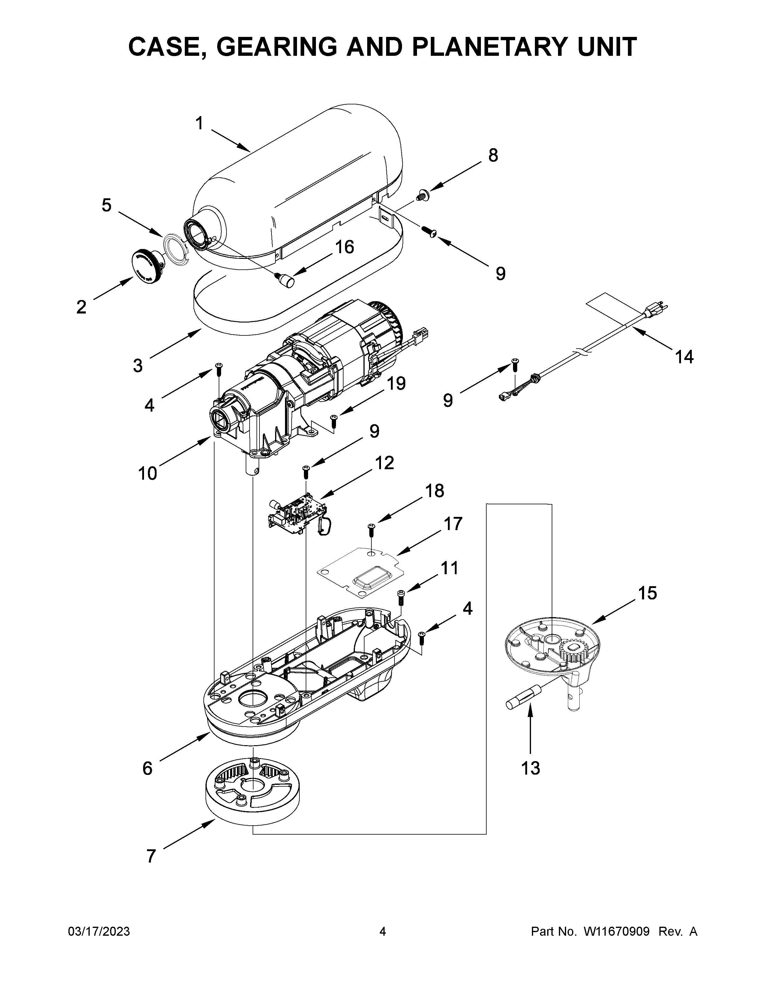 Case, gearing and planetary unit