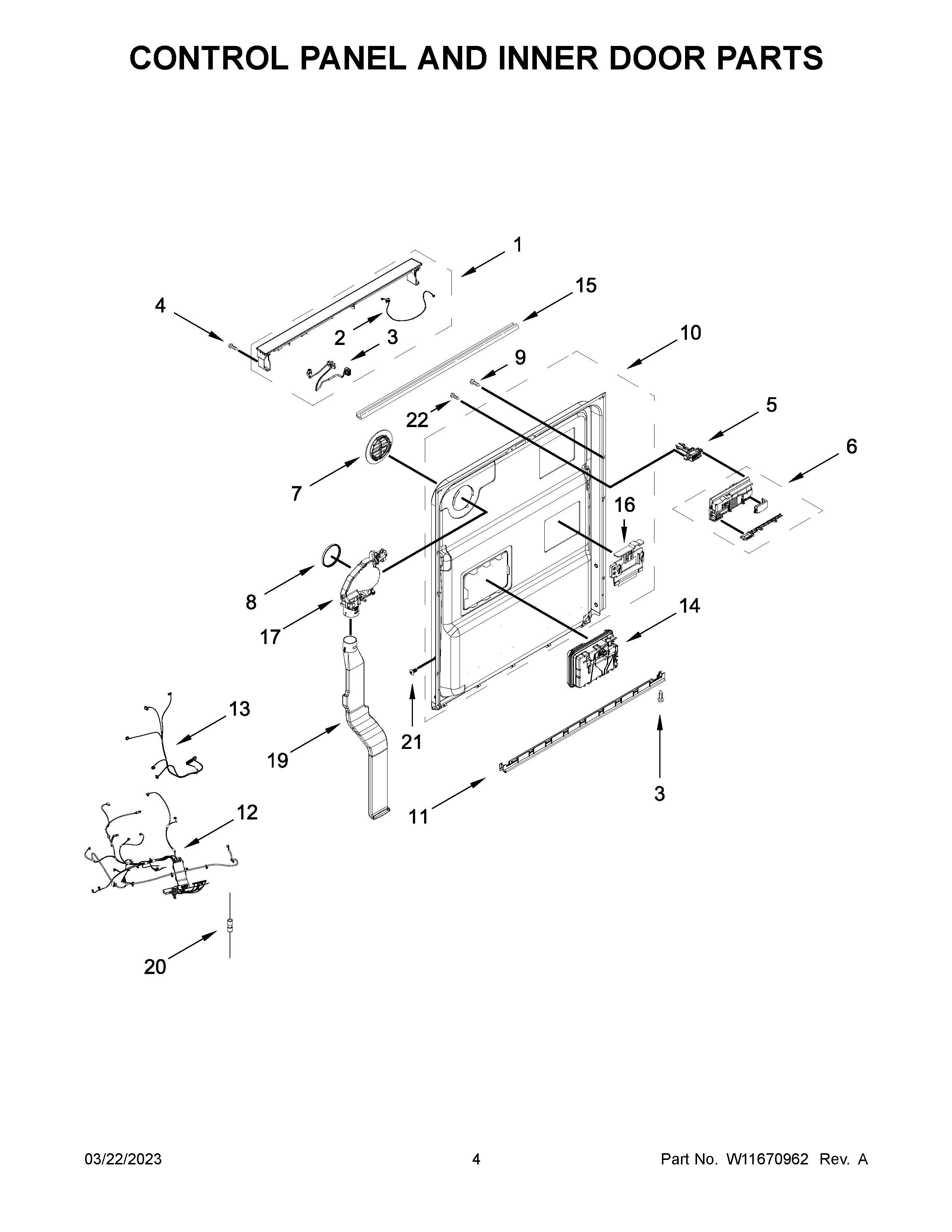 CONTROL PANEL AND INNER DOOR PARTS