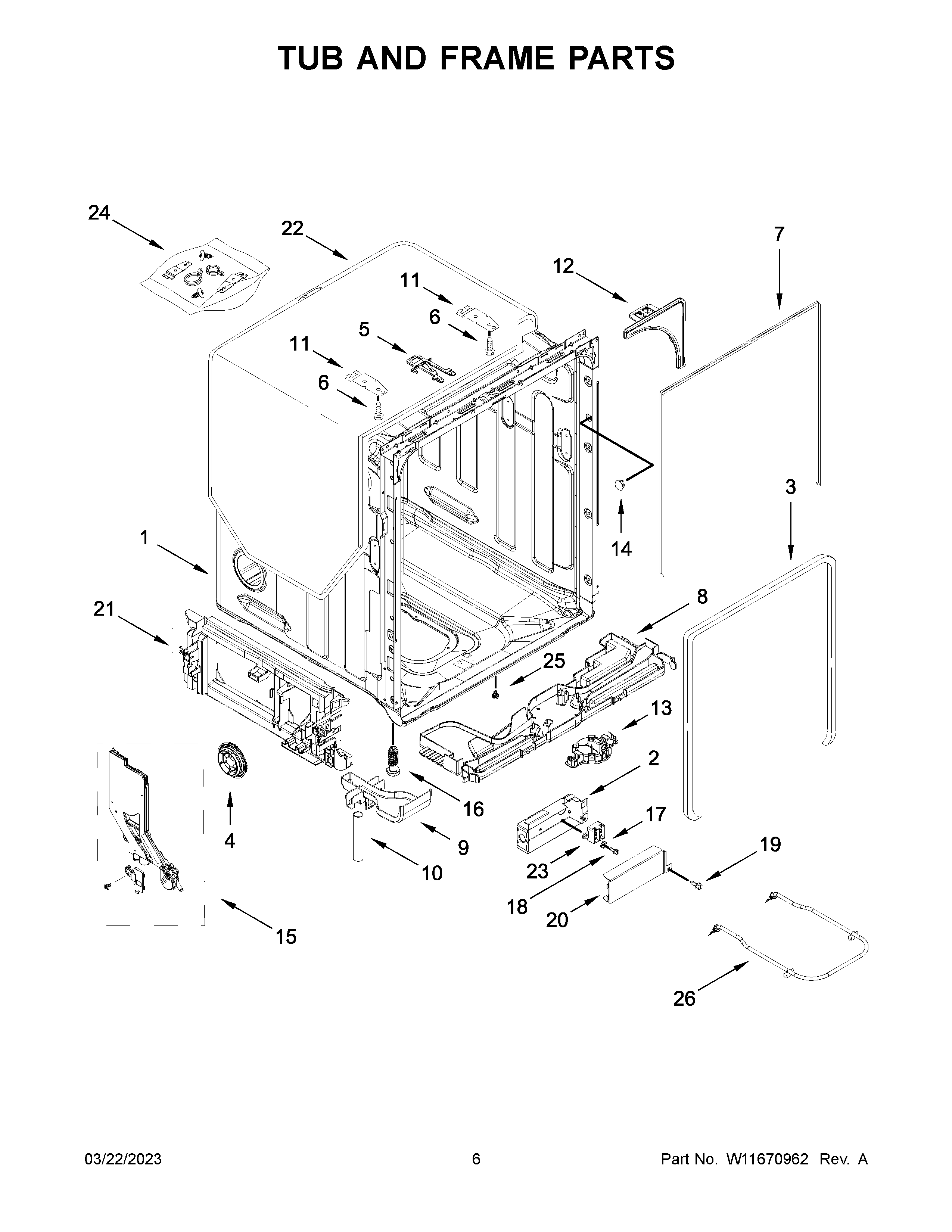 TUB AND FRAME PARTS