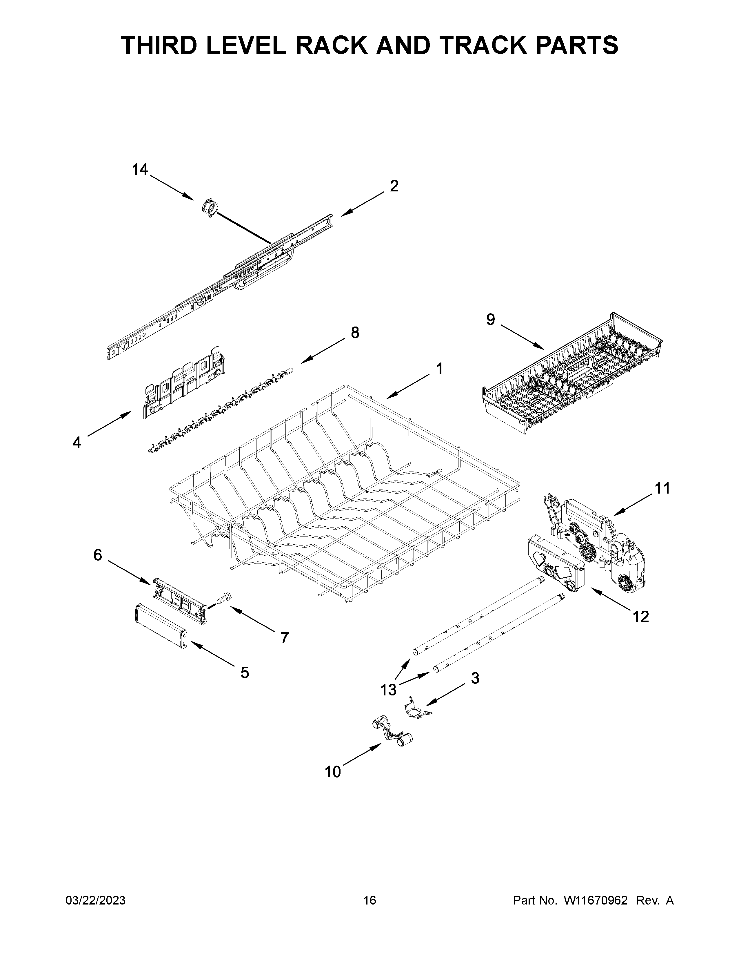 THIRD LEVEL RACK AND TRACK PARTS