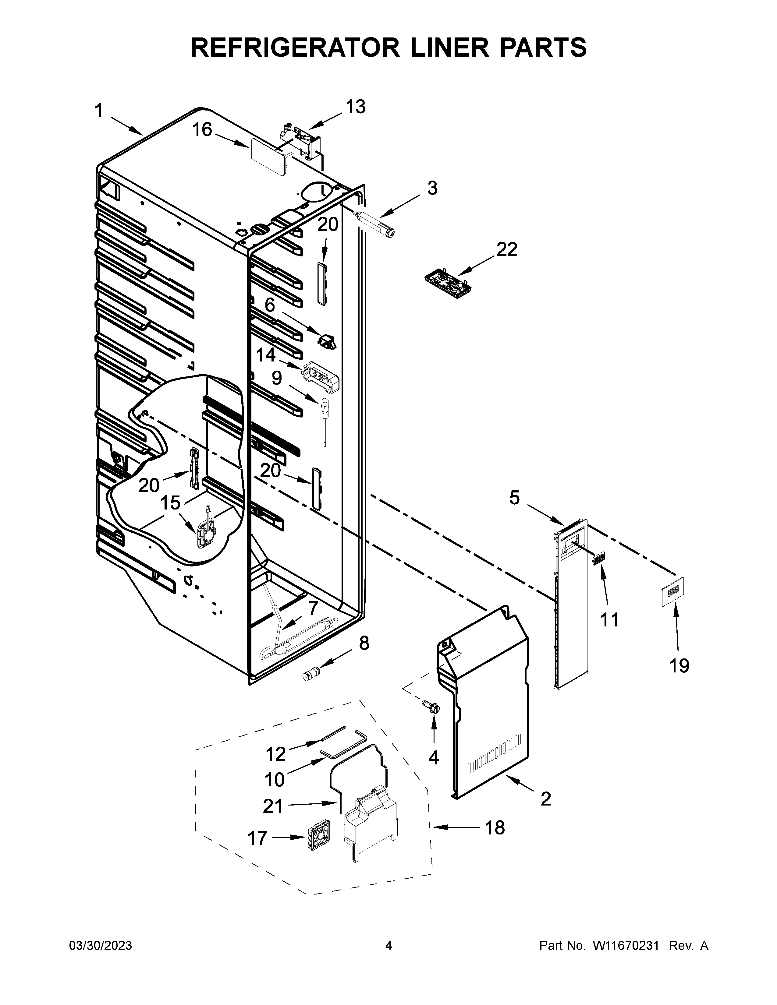 REFRIGERATOR LINER PARTS