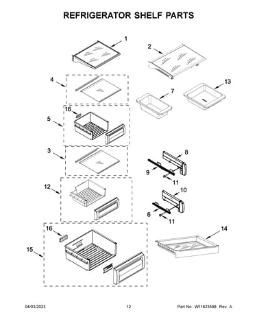 Refrigerator shelf parts