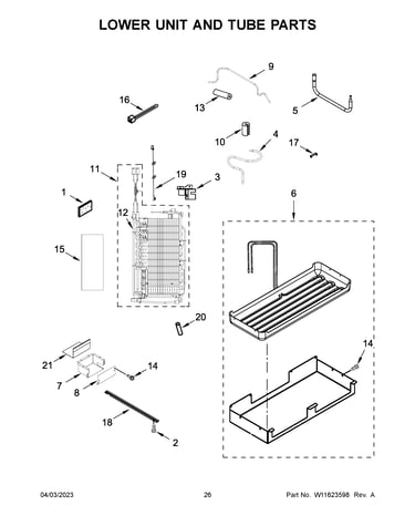 Lower unit and tube parts