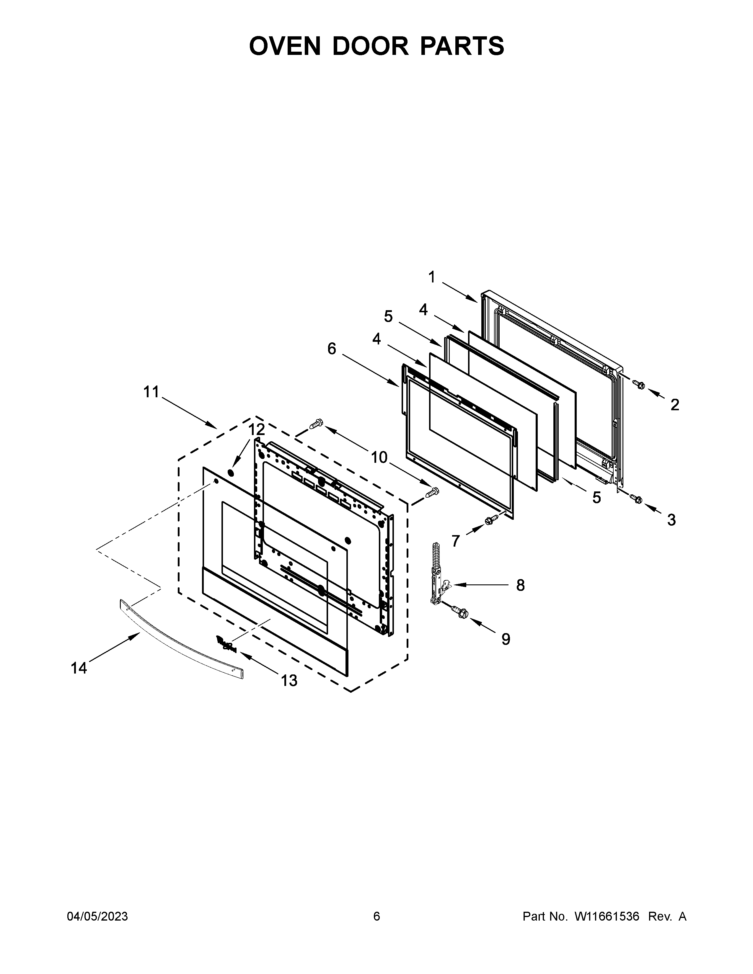 Oven door parts