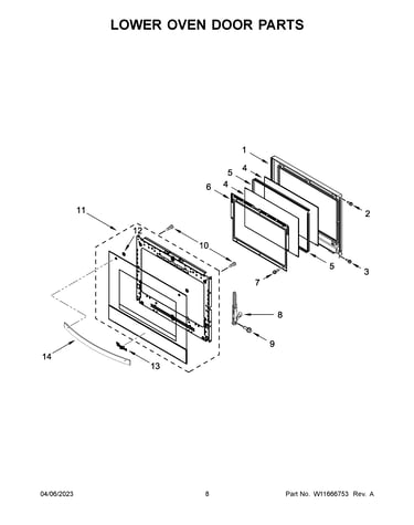 Lower oven door parts