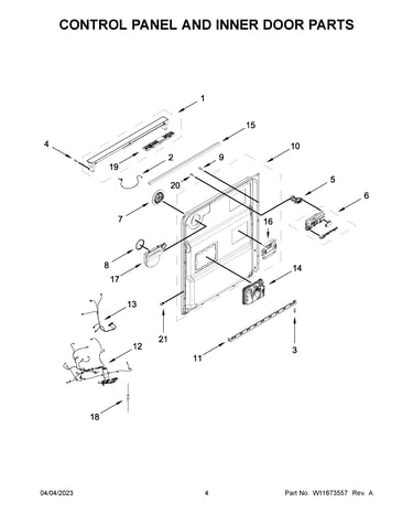 Control panel and inner door parts