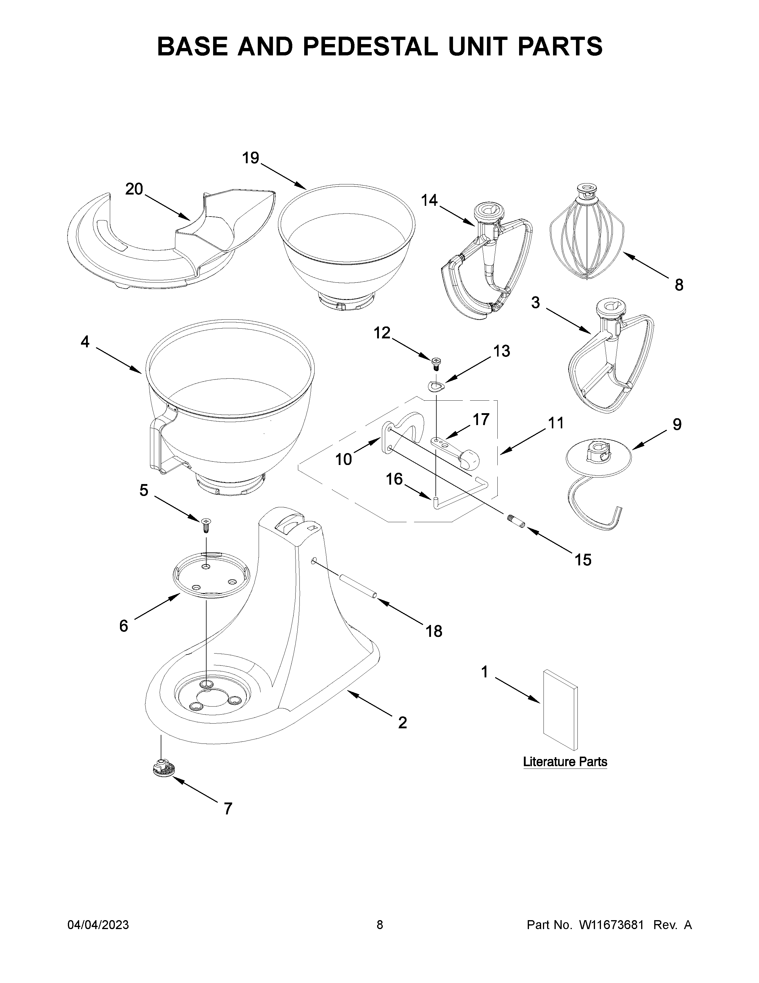 Base and pedestal unit parts