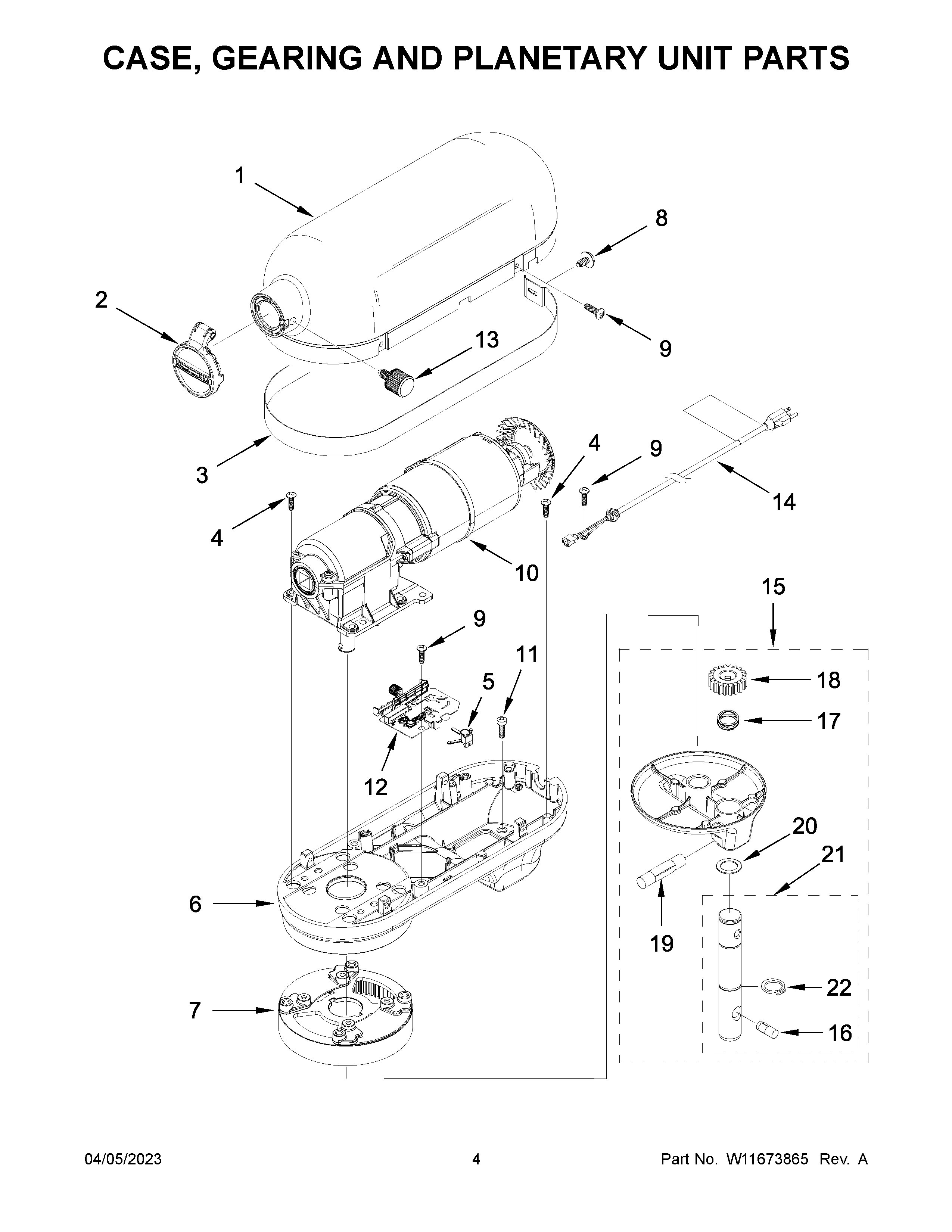 CASE, GEARING AND PLANETARY UNIT PARTS