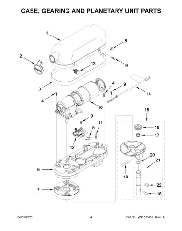 Case, gearing and planetary unit parts