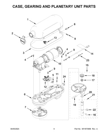 Case, gearing and planetary unit parts
