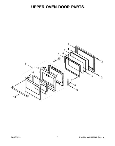 Upper oven door parts