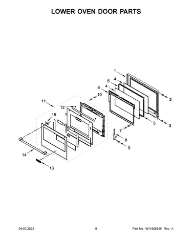 Lower oven door parts