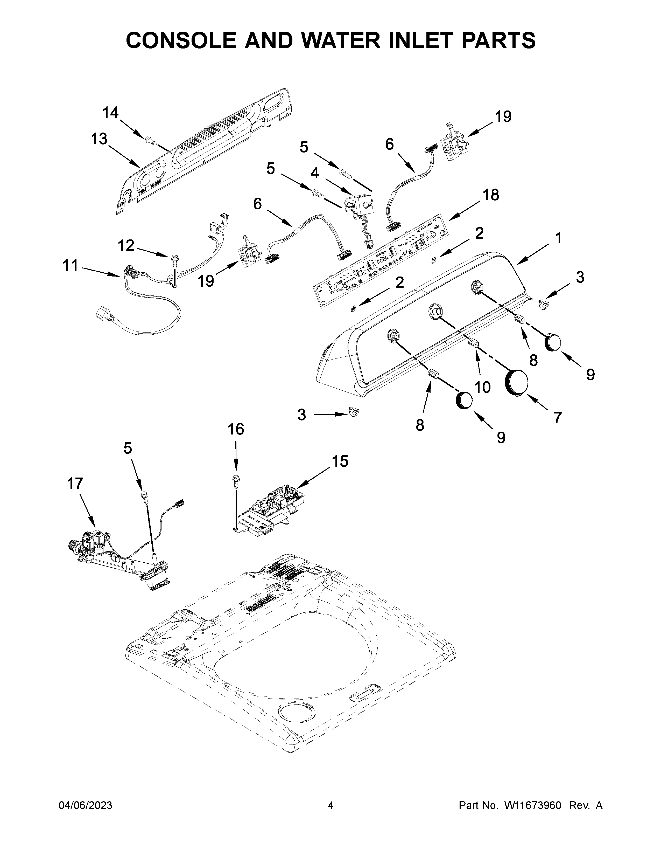 Console and water inlet parts