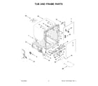 Whirlpool WDT750SAKV1 tub and frame parts diagram