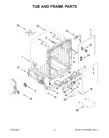 Tub and frame parts