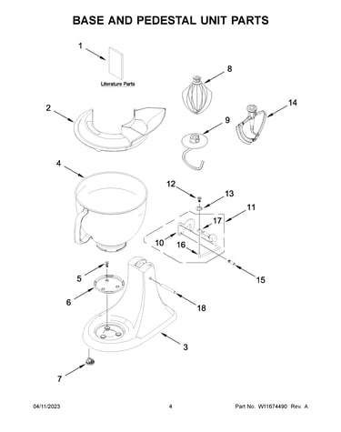 Base and pedestal unit parts