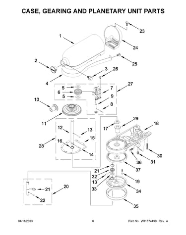 Case, gearing and planetary unit parts