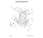 Whirlpool WDT740SALW1 tub and frame parts diagram