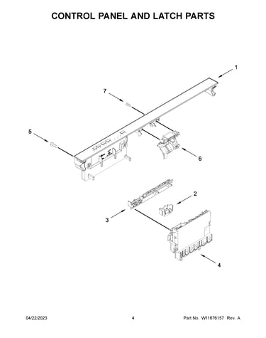 Control panel and latch parts