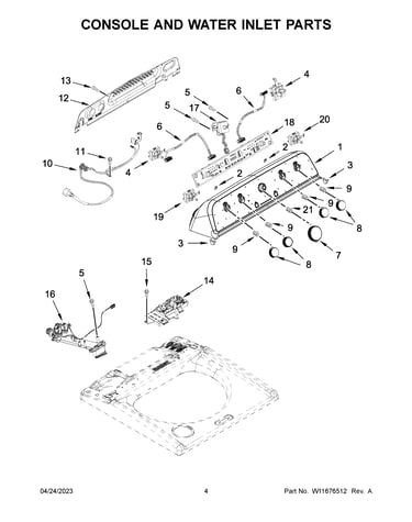 Console and water inlet parts
