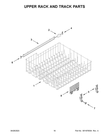 Upper rack and track parts