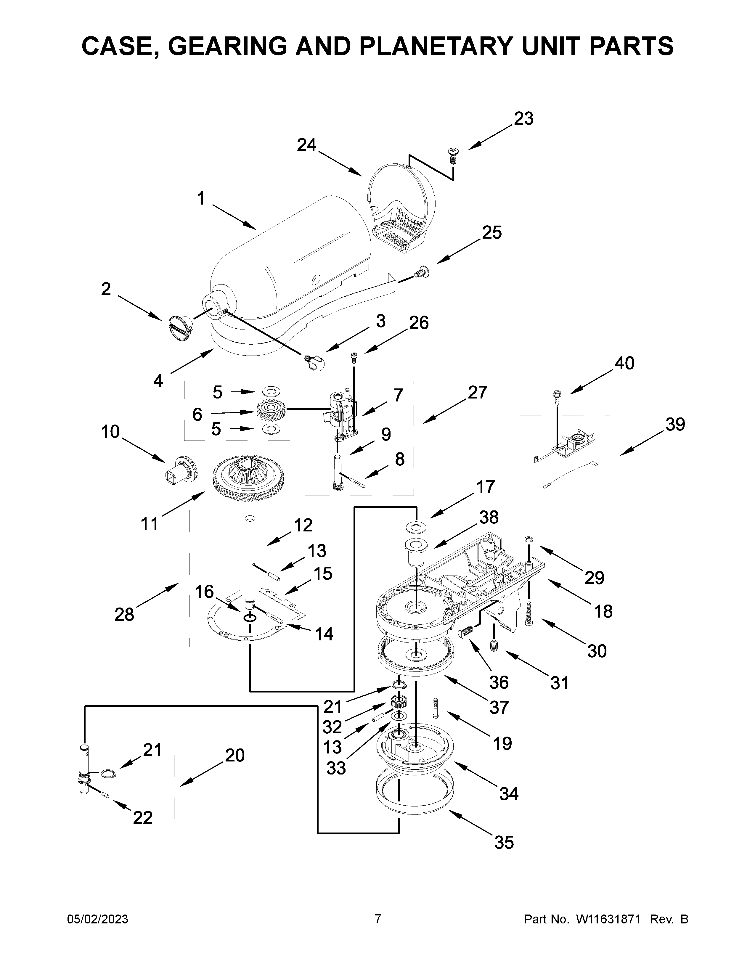 CASE, GEARING AND PLANETARY UNIT PARTS