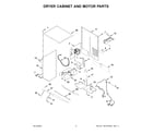 Whirlpool WGT4027HW2 dryer cabinet and motor parts diagram