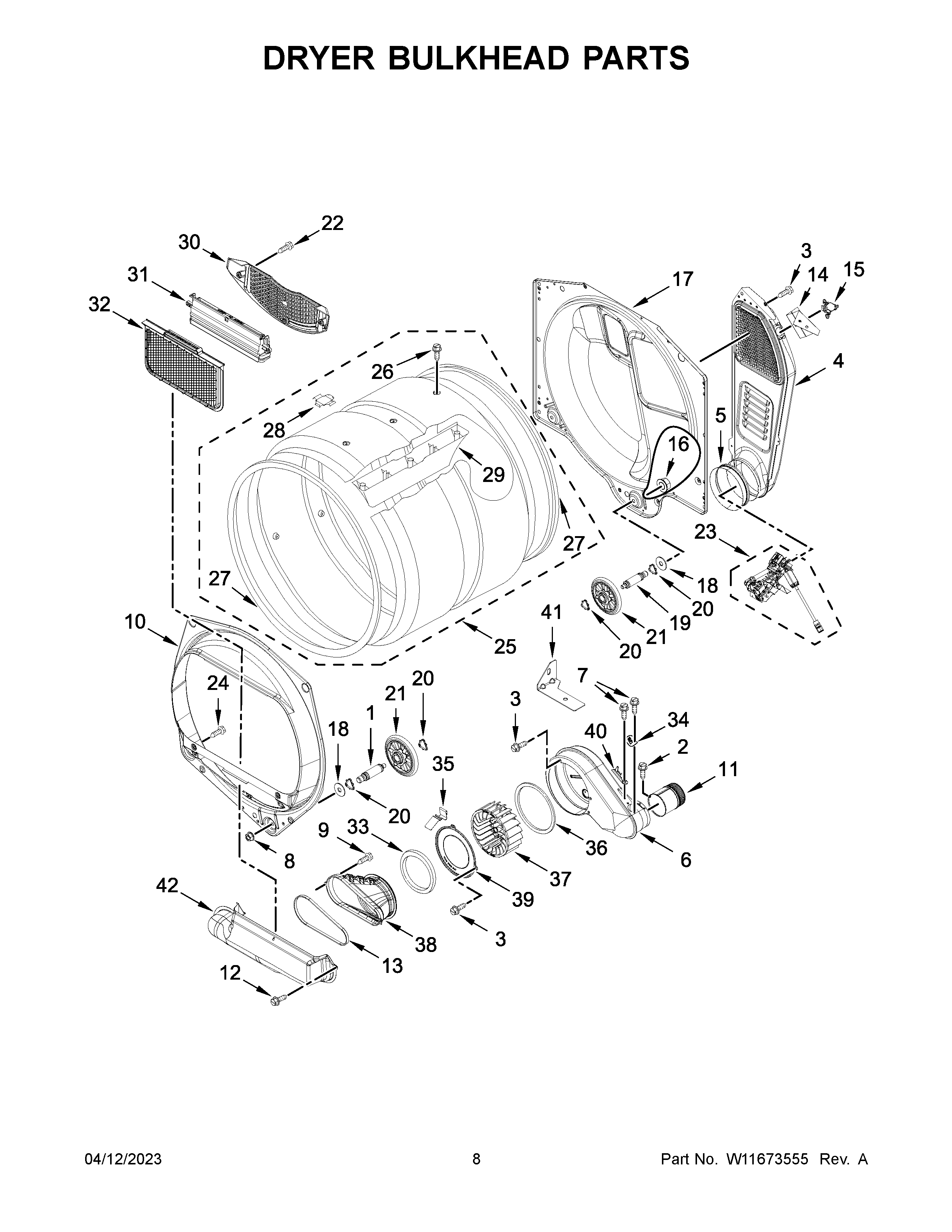 Dryer bulkhead parts