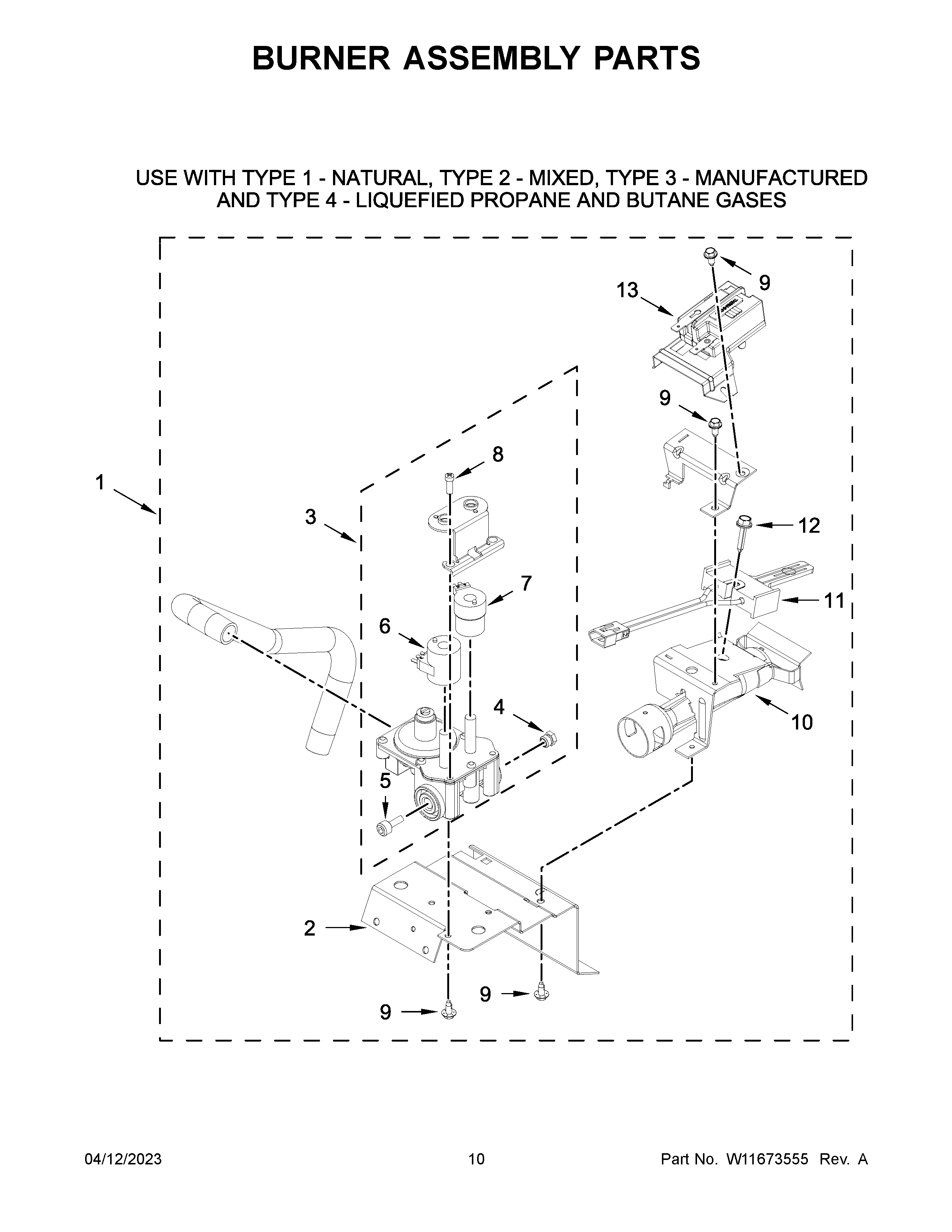 Burner assembly parts