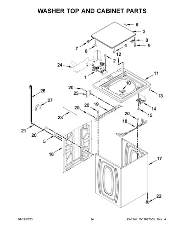 Washer top and cabinet parts