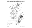 KitchenAid 5KSM95PSBCU4 case, gearing and planetary unit parts diagram