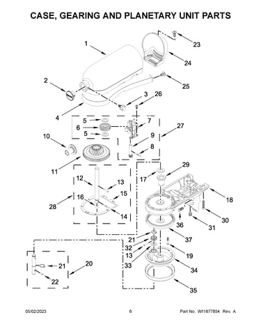 Case, gearing and planetary unit parts