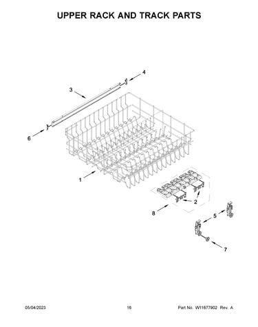 Upper rack and track parts