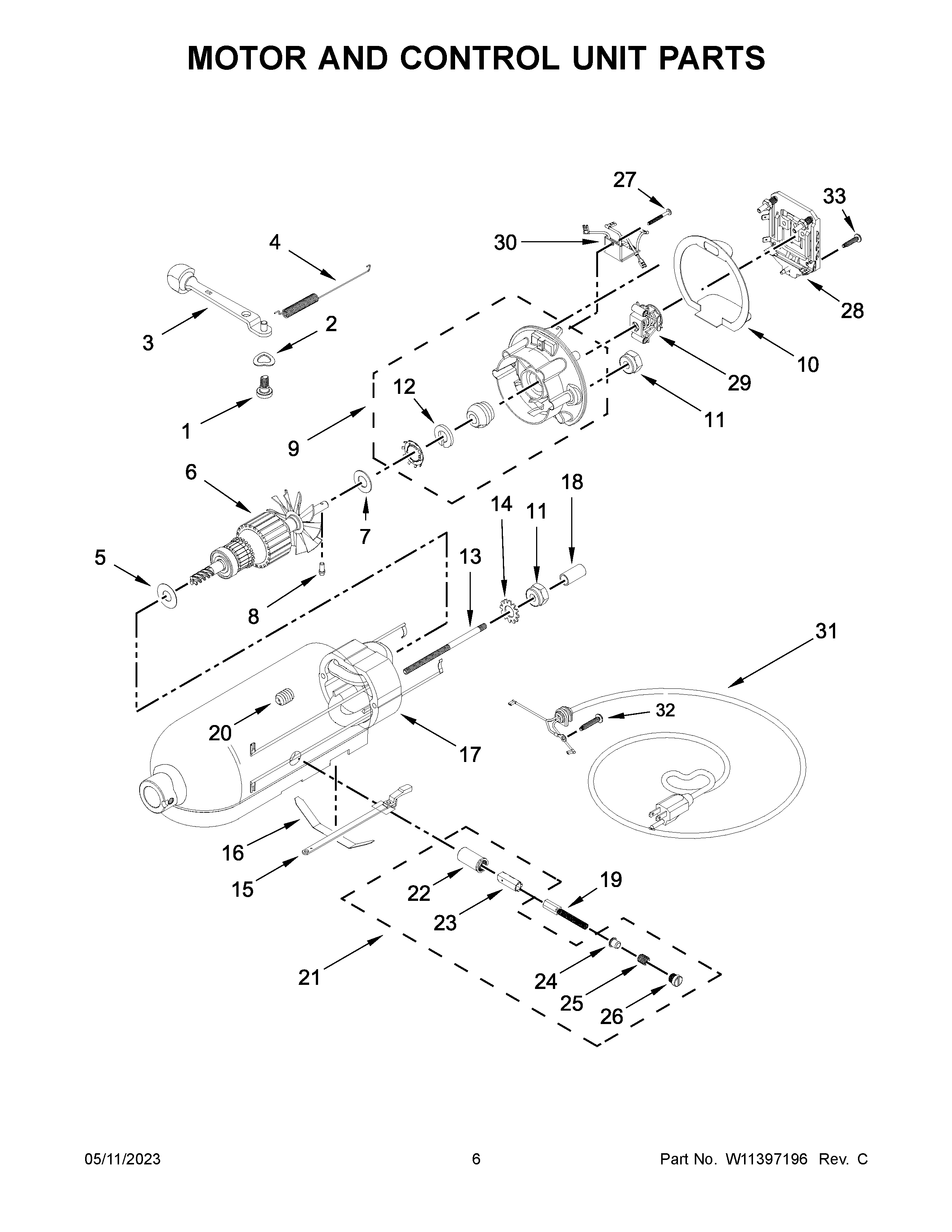 Motor and control unit parts