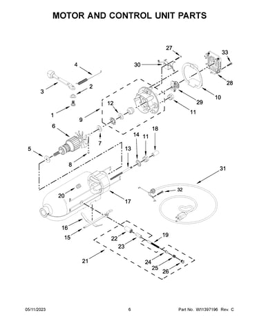 Motor and control unit parts
