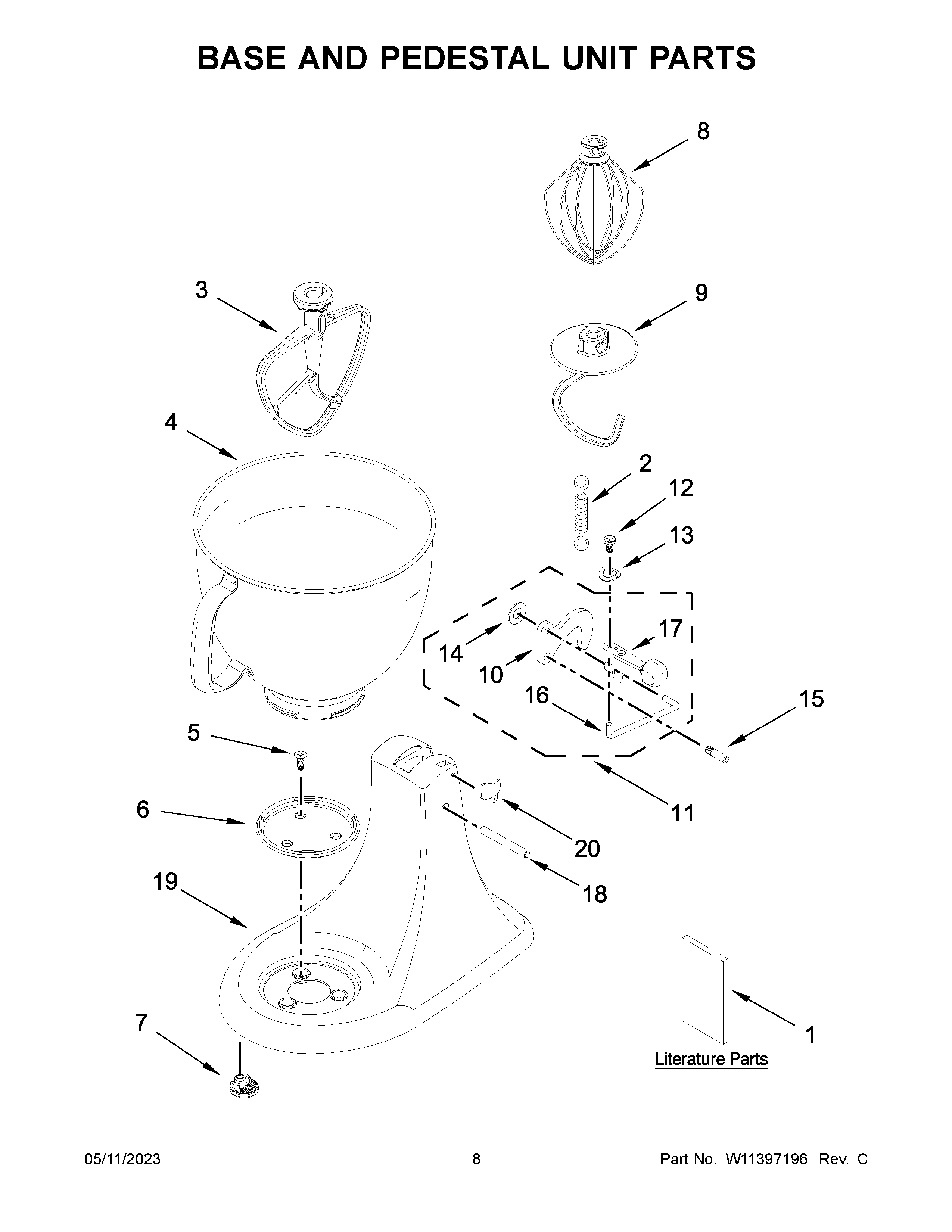 Base and pedestal unit parts