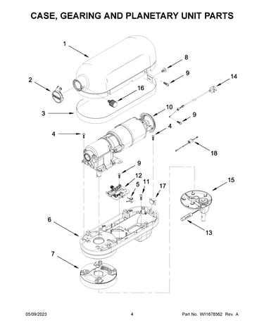Case, gearing and planetary unit parts