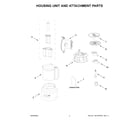 KitchenAid KFP1318WH0 housing unit and attachment parts diagram